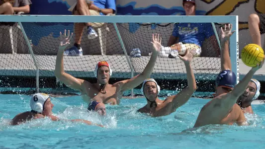 10/1/11 - Goalkeeper Matthew Kubeck (1) of the Long Beach Men's Water Polo team looks to block a shot from Pepperdine.Photo by Steven Georges/Long Beach State