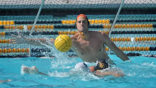 10/15/11 - Goalkeeper Matthew Kubeck (1) of the LBSU Men's Water Polo team blocks a shot from Concordia (Calif.) during a home game. Long Beach went on to win 11-9. Photo by Steven Georges/Long Beach State