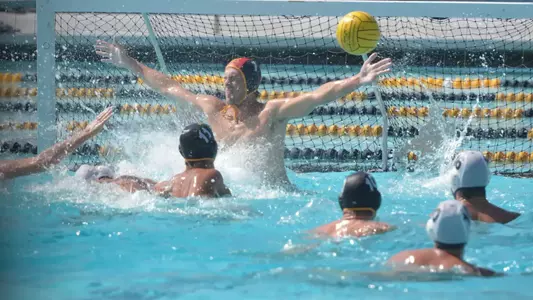10/15/11 - Goalkeeper Matthew Kubeck (1) of the LBSU Men's Water Polo team blocks a shot from Concordia (Calif.) during a home game. Long Beach went on to win 11-9.Photo by Steven Georges/Long Beach State