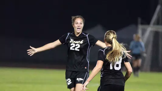 Long Beach State sophomore Kelsey Wilson tees up a shot that became the game's only goal, in the 81st minute as Long Beach State defeated Miami, 1-0, in a second-round NCAA Women's Soccer match at UCLA. Photo courtesy Long Beach State Sports Information