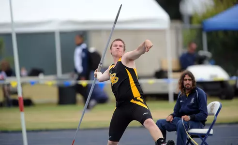 Ben Woodruff established a Black and Gold Meet record of 220-10 in the men's javelin throw.