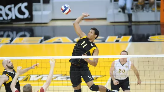 Antwain Aguillard had 11 kills and 11 blocks in the 49ers' 3-1 win over No. 10 Penn State.