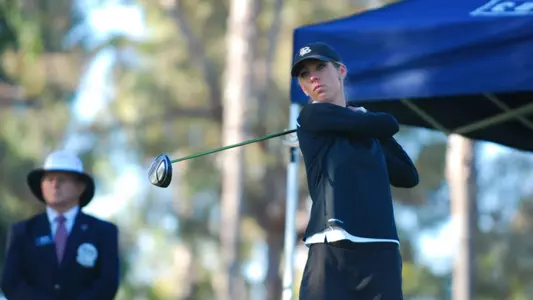 Monica Villarreal recorded a career-best 67 in the opening round of the Big West Conference Championship.  Villarreal is currently in second-place, just one-shot behind first.  (Photo by Steve Chen/Big West Conference)