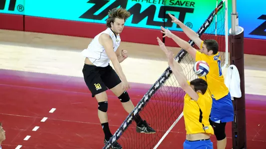 Senior Josh Riley had 12 kills and eight digs against UCSB in the MPSF semifinals.