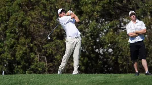 Kevin Roy is tied for 27th place after 36 holes at the Big West Conference Championship in Mission Viejo.  (Photo by Stephen Carr/LBSU Athletic Media Relations)