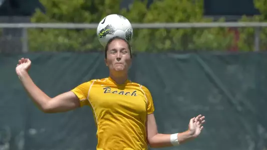 Senior defender Nicole Hubbard (22).  (Photo by Steven Georges/Long Beach State)
