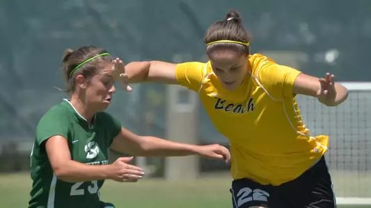 Senior defender Nicole Hubbard (22).  (Photo by Steven Georges/Long Beach State)