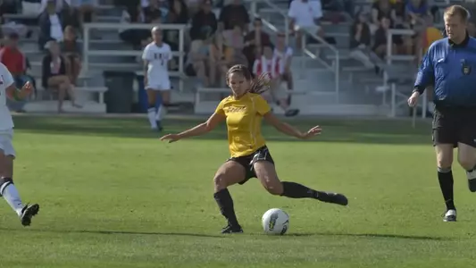 Senior Shawna Gordon scored the game-winner on a penalty kick in the 49ers' 2-1 overtime victory at UCSB.