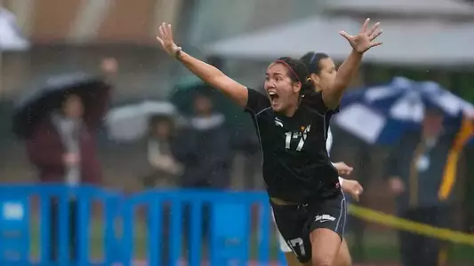Freshman forward Ashley Roese scored the game-winning goal against San Diego to propel the 49ers into the NCAA Elite Eight. (Photo by John Fajardo)