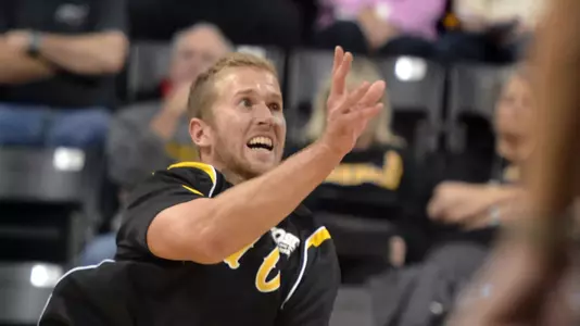 Dalton Ammerman (10) of the Long Beach State Men's Volleyball team.
Photo by Steven Georges/LBSU