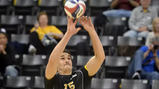 Colten Echave (15) of the Long Beach State Men's Volleyball team.
Photo by Steven Georges/LBSU