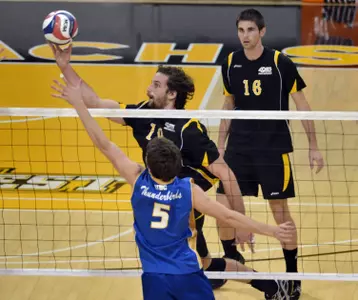 Brad Hemmerling (19) of the Long Beach State Men's Volleyball team.
Photo by Steven Georges/LBSU