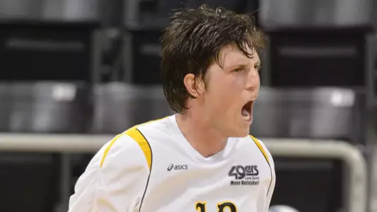 Kyle McElderry (12) of the Long Beach State Men's Volleyball team.
Photo by Steven Georges/LBSU