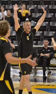 McKay Smith (5) of the Long Beach State Men's Volleyball team.
Photo by Steven Georges/LBSU