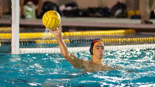 Balint Meszaros in the non-conference match against Loyola Marymount at the 49er Campus Pool, Long Beach, Calif., Thursday, Oct. 18, 2012.