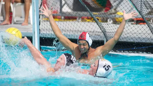 Sinan Karatay in the Annual Alumni Water Polo match at the 49er Campus pool, Sat. Sept., 22, 2012