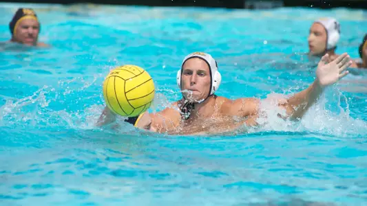 Eric Chasse in the Annual Alumni Water Polo match at the 49er Campus pool, Sat. Sept., 22, 2012.