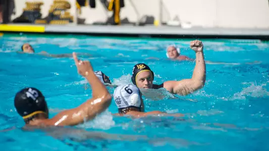 Nolan McConnell after he recorded his hat-trick in the first quarter against UC Irvine Sunday, Nov. 11, at the Campus Pool.