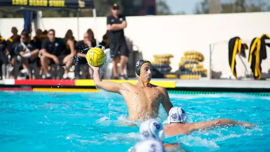 Carter Taylor gets ready to fire off a shot against UC Irvine Sunday, Nov. 11, at the Campus Pool.