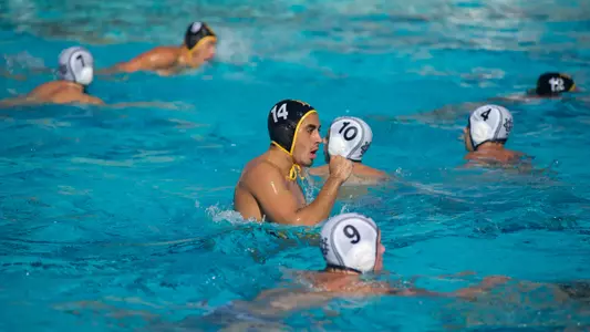 Nick Rascon reacts after recording his hat-trick in the fourth quarter against UC Irvine Sunday, Nov. 11, at the Campus Pool.