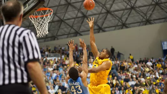 Kyle Richardson puts up a lay-up against No. 11 North Carolina on Friday, Nov. 16.