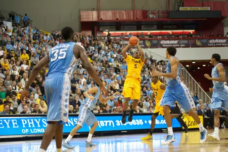 Mike Caffey takes a jump shot against No. 11 North Carolina on Friday, Nov. 16.
