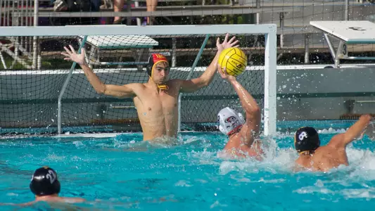Balint Meszaros in the MPSF Men's Water Polo Tournament match against Pacific at McDonalds Swim Stadium on the campus of USC, Sun., Nov. 25, 2012.
