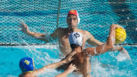 Balint Meszaros and Carter Taylor in the MPSF conference match against UCLA Saturday November 3, 2012, at the Spieker Aquatics Center in Los Angeles, Calif.
