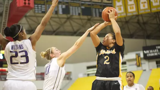 Sophomore Bianka Balthazar scored a team-best 12 points in a loss at San Diego on Saturday afternoon.