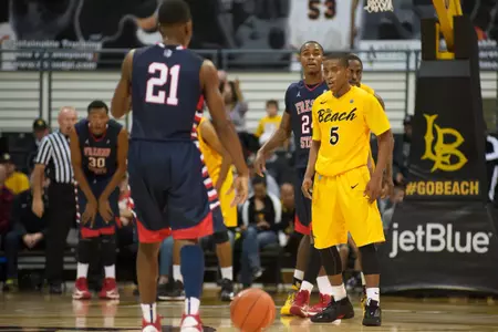 Mike Caffey in the non-conference match against Fresno State at the Walter Pyramid, Long Beach, Calif., Mon., Dec. 3, 2012.