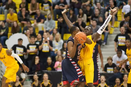 Deng Deng in the non-conference match against Fresno State at the Walter Pyramid, Long Beach, Calif., Mon., Dec. 3, 2012.
