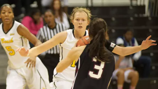 Ella Clark in the non-conference match against Santa Clara at the Walter Pyramid, Long Beach, Calif., Sun., Dec. 9, 2012.