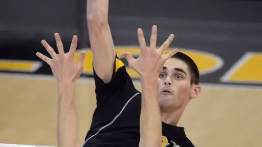 2/10/12 - Jeff Ornee (16) of the Long Beach State Men's Volleyball team.
Photo by Steven Georges/LBSU