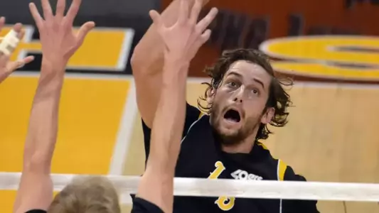 2/10/12 - Brad Hemmerling (19) of the Long Beach State Men's Volleyball team.
Photo by Steven Georges/LBSU