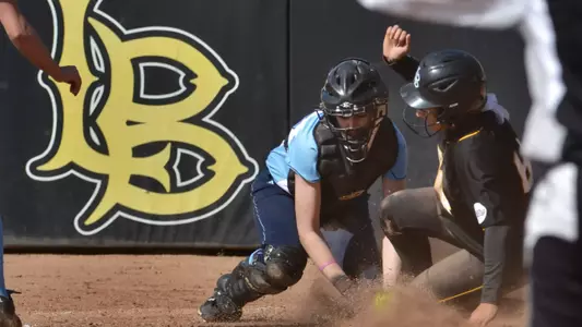 2/29/12 - Shayna Kimbrough (6) Long Beach State Softball team scores in the 5th inning.
Photo by Steven Georges/LBSU
www.StevenGeorges.com