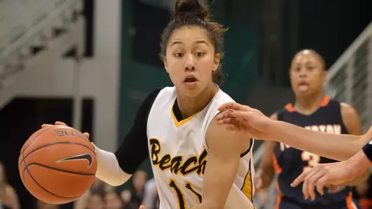 3/1/12 - Hallie Meneses (11) of the Long Beach State Women's Basketball team.
Photo by Steven Georges/LBSU
LBSU Photo Archive
     www.StevenGeorges.com/LBSU