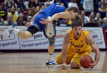 3/10/12 - Edis Dervisevic (13) of the Long Beach State Basketball team during the Big West Tournament Championship game against UCSB Saturday night at the Honda Center.
Photo by Steven Georges/LBSU
LBSU Photo Archive - www.StevenGeorges.com/LBSU
