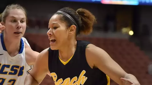 3/10/12 - Tipesa Moorer (33) of the Long Beach State Women's Basketball team during the Big West Tournament Championship against UCSB Saturday at the Honda Center.
Photo by Steven Georges/LBSU
LBSU Photo Archive - www.StevenGeorges.com/LBSU