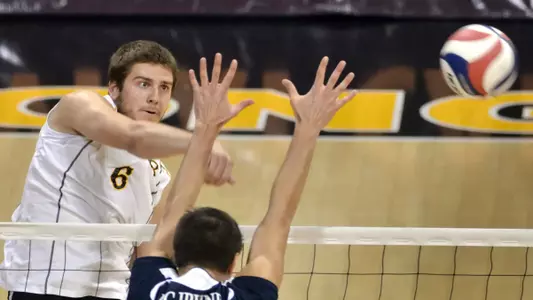 3/17/12 - John La Rusch (6) of the Long Beach State Men's Volleyball team as they host UC Irvine at the Pyramid.
Photo by Steven Georges/LBSU
LBSU Photo Archive - www.StevenGeorges.com/LBSU