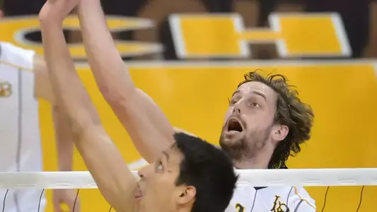 3/23/12 - Brad Hemmerling (19) of the Long Beach State Men's Volleyball team.
Photo by Steven Georges/LBSU
LBSU Photo Archive - www.StevenGeorges.com/LBSU