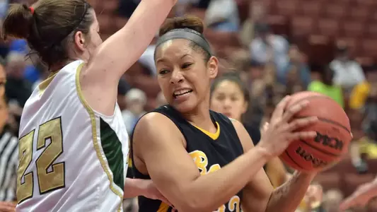 3/9/12 - Tipesa Moorer (33) of the Long Beach State Women's Basketball team during the Big West Tournament against Cal Poly at Honda Center.
Photo by Steven Georges/LBSU
LBSU Photo Archive - www.StevenGeorges.com/LBSU