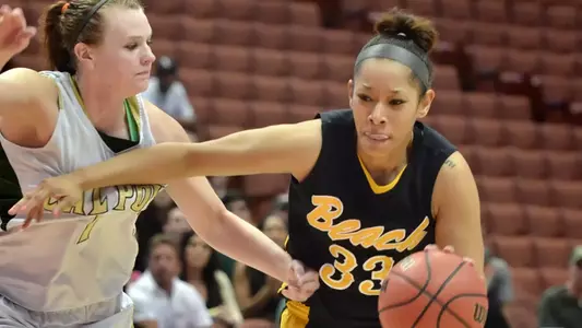 3/9/12 - Tipesa Moorer (33) of the Long Beach State Women's Basketball team during the Big West Tournament against Cal Poly at Honda Center.
Photo by Steven Georges/LBSU
LBSU Photo Archive - www.StevenGeorges.com/LBSU