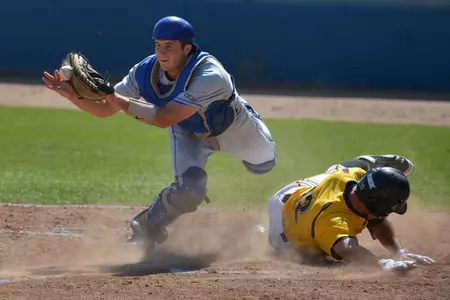 4/15/12 - Brennan Metzger (12) of the Long Beach State Dirtbags slides home for the run.
Photo by Steven Georges/LBSU
LBSU Photo Archive - www.StevenGeorges.com/LBSU