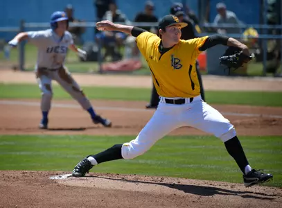 4/15/12 - Shawn Stuart (22) pitches for the Long Beach State Dirtbags as they host UCSB.
Long Beach went on to win 4-3.
Photo by Steven Georges/LBSU
LBSU Photo Archive - www.StevenGeorges.com/LBSU