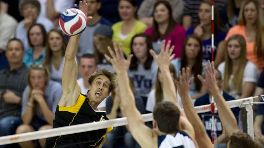 Sophomore Taylor Crabb had 12 kills and eight digs in a 3-2 loss at No. 4 BYU. (Photo by Jaren Wilkey)