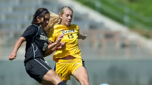 Hannah Sanders in the Under Armour Invitational match against Army at Titan Stadium, Sun., Sept. 16, 2012.