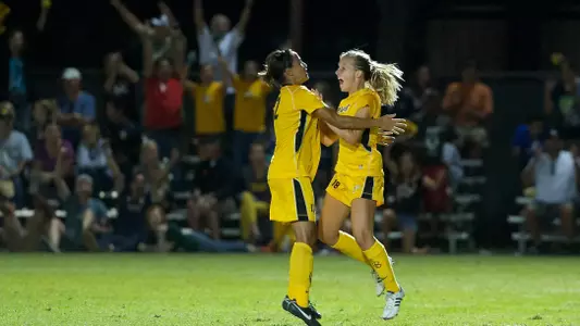 Nadia Link and Kelsey Wilson - Michigan vs. Long Beach State at George Allen Field, Long Beach, Calif. Sept. 2, 2012. (Photo by John Fajardo/LBSU).