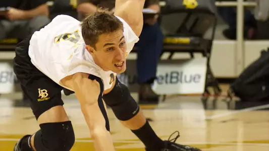 Taylor Crabb in the Mountain Pacific Sports Federation volleyball match against University of Hawaii at the Walter Pyramid, Long Beach, Calif., Sat., Jan. 19, 2013