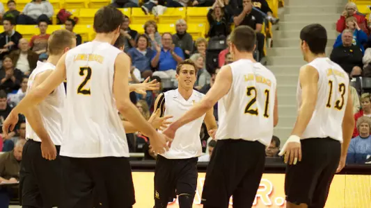Taylor Crabb in the Mountain Pacific Sports Federation volleyball match against University of Hawaii at the Walter Pyramid, Long Beach, Calif., Sat., Jan. 19, 2013