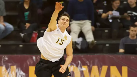 Colten Echave in the Mountain Pacific Sports Federation volleyball match against University of Hawaii at the Walter Pyramid, Long Beach, Calif., Sat., Jan. 19, 2013